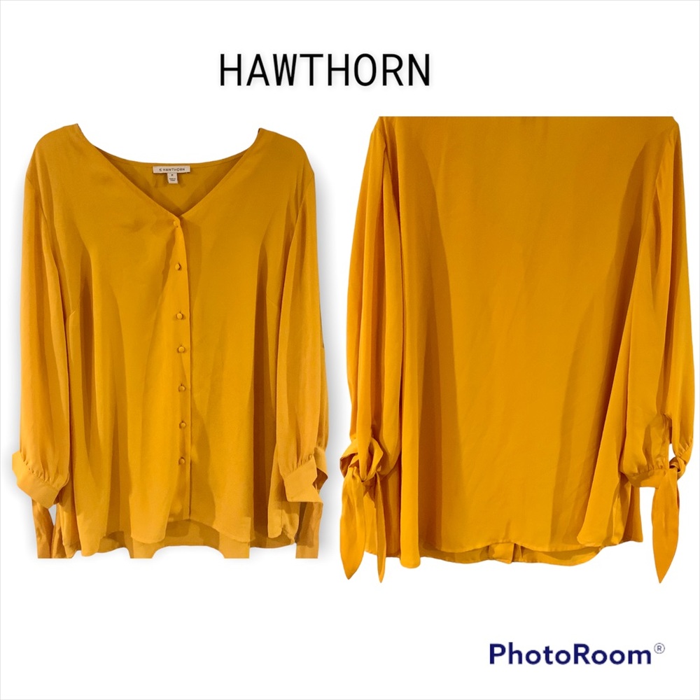HAWTHORN Sz 2X beautiful blouse.  Button down with adorable sleeves